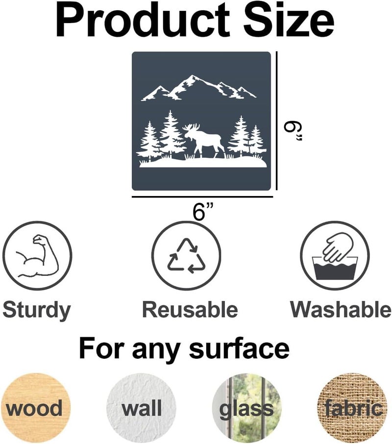 SUNVERSE Forest Animal Stencils Bear Deer Stencils for Wood Burning Reusable Wildlife Mountain Pine Tree Stencil for Painting on Wood Wall Fabrics DIY Crafts - Image 2